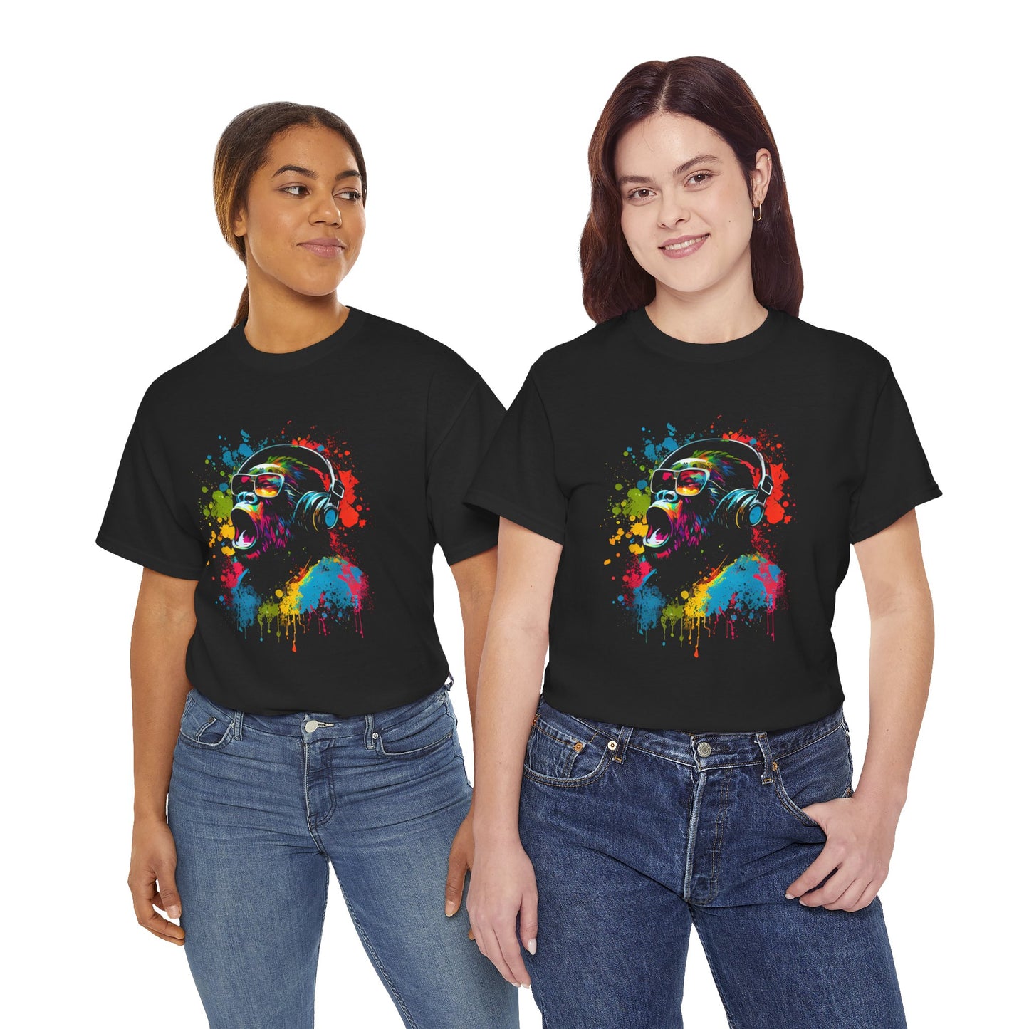 T-shirt humoristique unisexe en coton épais -Monkey hurlant