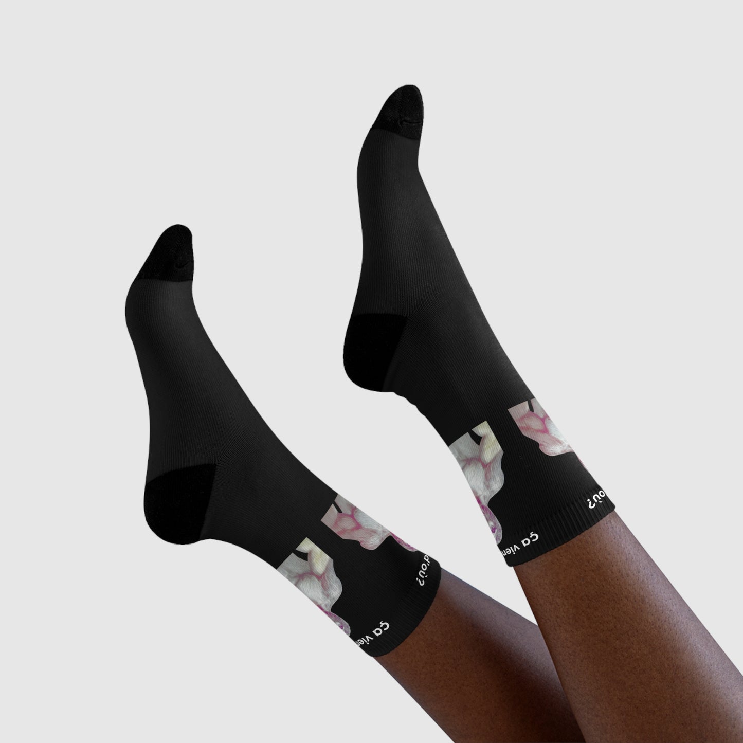 Chaussettes Crew Personnalisées en Sublimation – Design Graphique Amusant avec 'ça vient d'où'