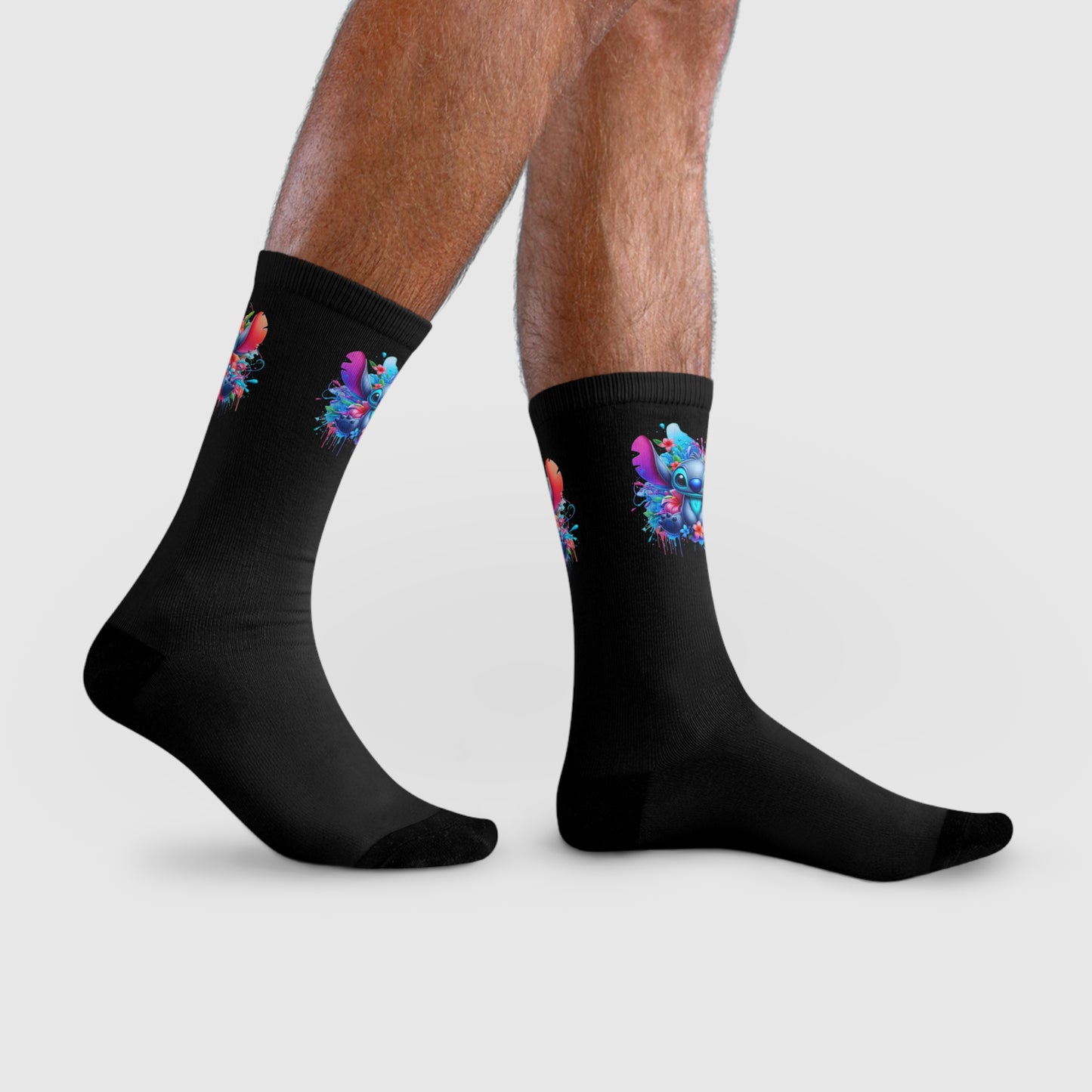 Chaussettes Crew Personnalisées en Sublimation – Design Graphique Amusant avec 'Stitch'