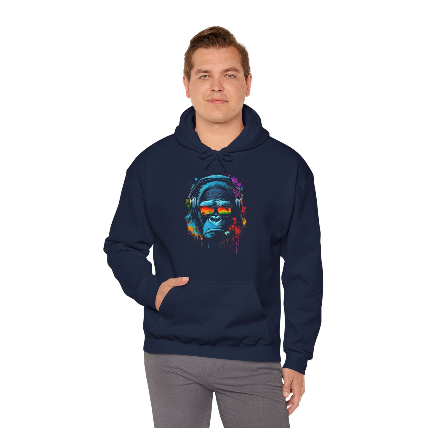 Hoodie unisexe drôle - Sweat-shirt-Singe Monkey DJ écouteurs & lunettes de soleil Gorilla Fun