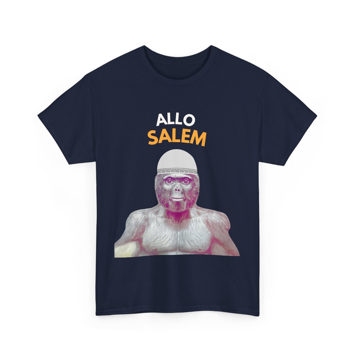 T-shirt humoristique unisexe en coton épais -Trend le singe Allo Salam
