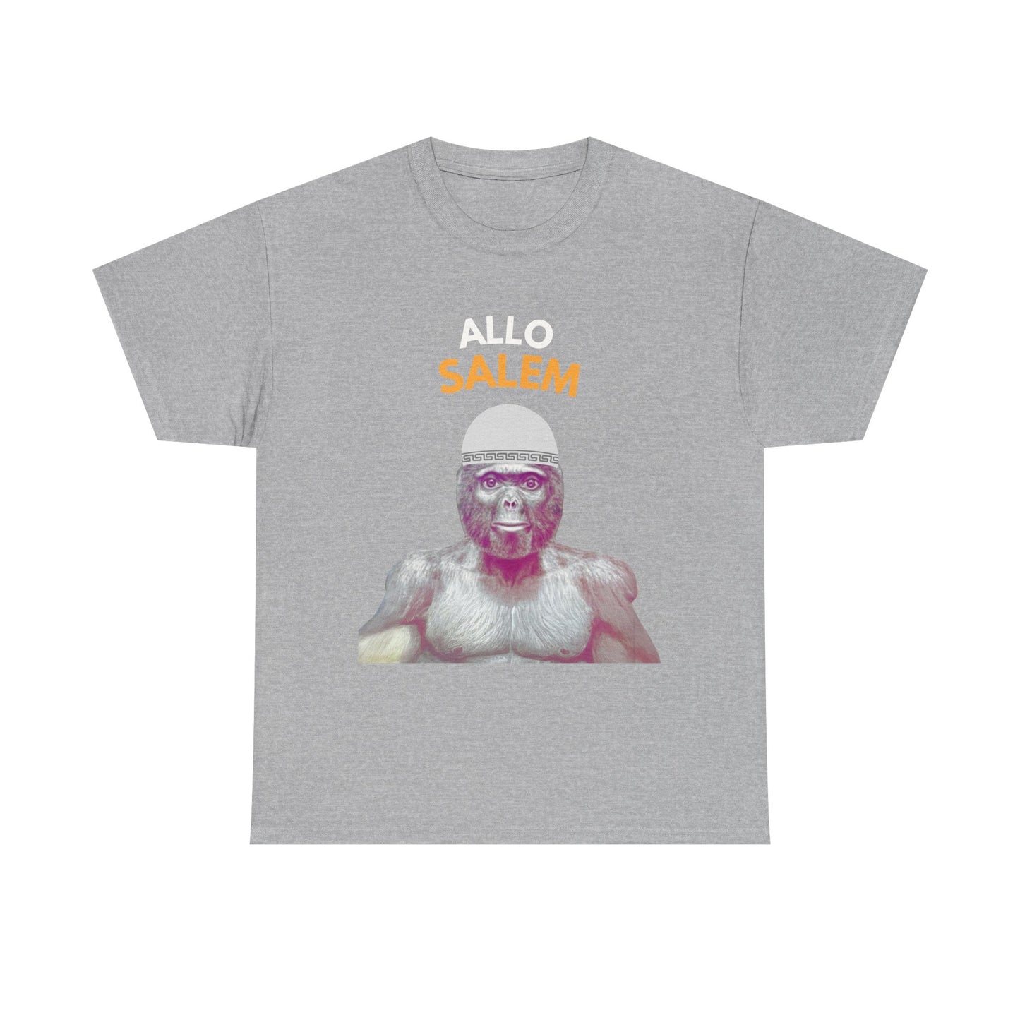 T-shirt humoristique unisexe en coton épais -Trend le singe Allo Salam