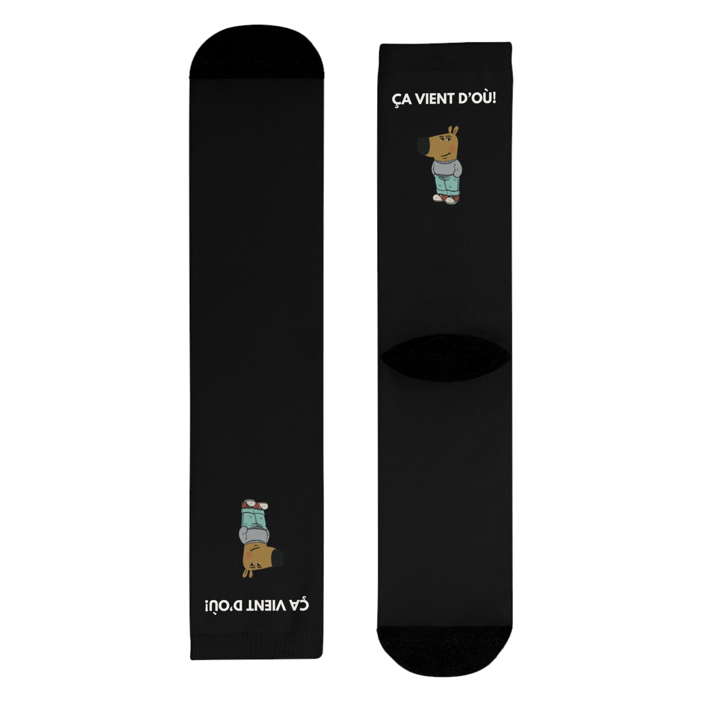 Chaussettes Crew Personnalisées en Sublimation – Design Graphique Amusant avec "Chill guy"