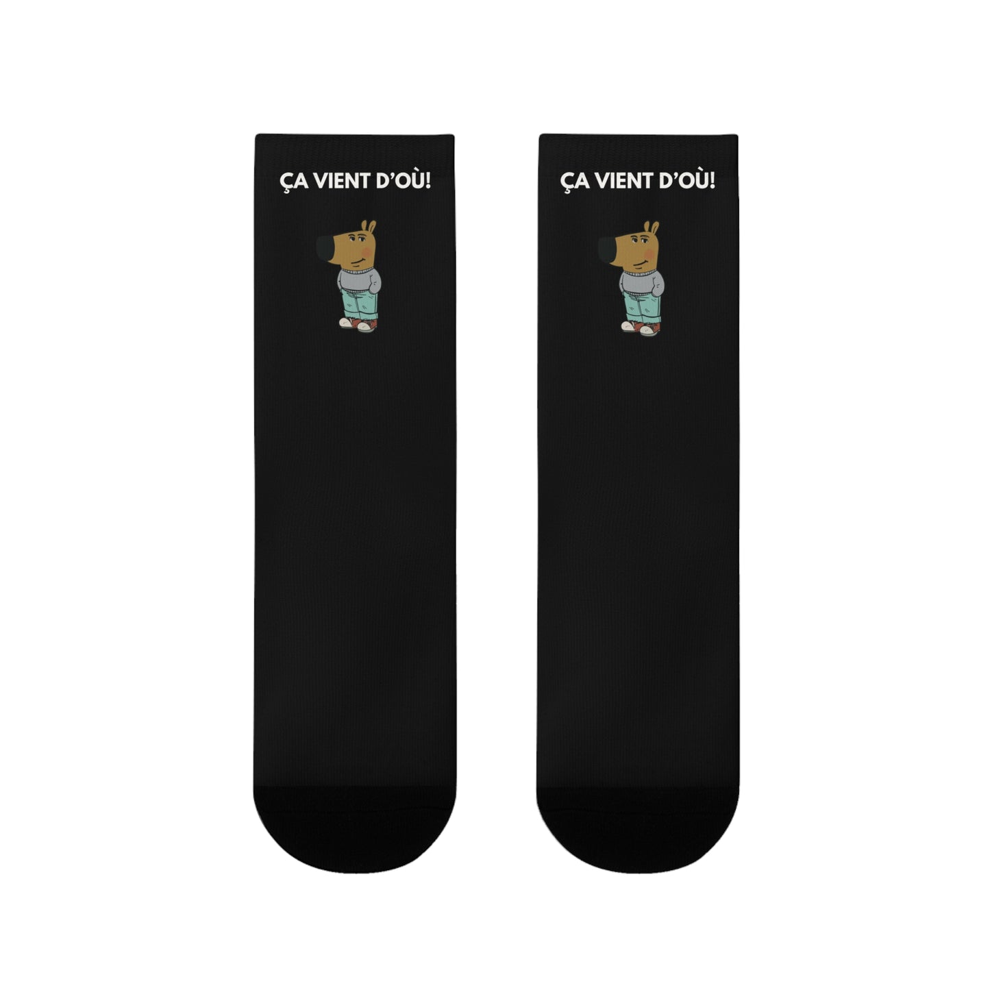 Chaussettes Crew Personnalisées en Sublimation – Design Graphique Amusant avec "Chill guy"