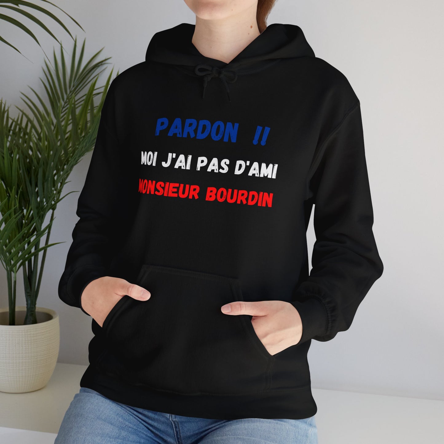 Hoodie unisexe drôle - Sweat-shirt graphique J'ai pas d'amis monsieur Bourdin