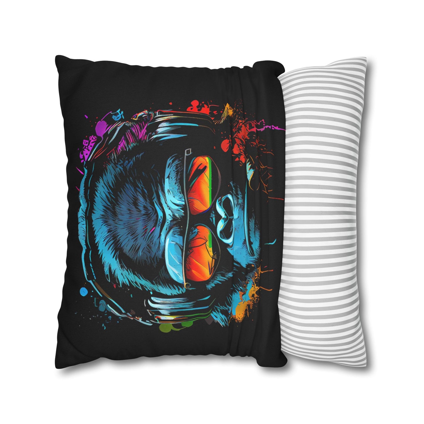 Taie d’oreiller Amusante – Décoration Humoristique pour la Maison Singe Monkey DJ écouteurs & lunettes de soleil Gorilla Fun P