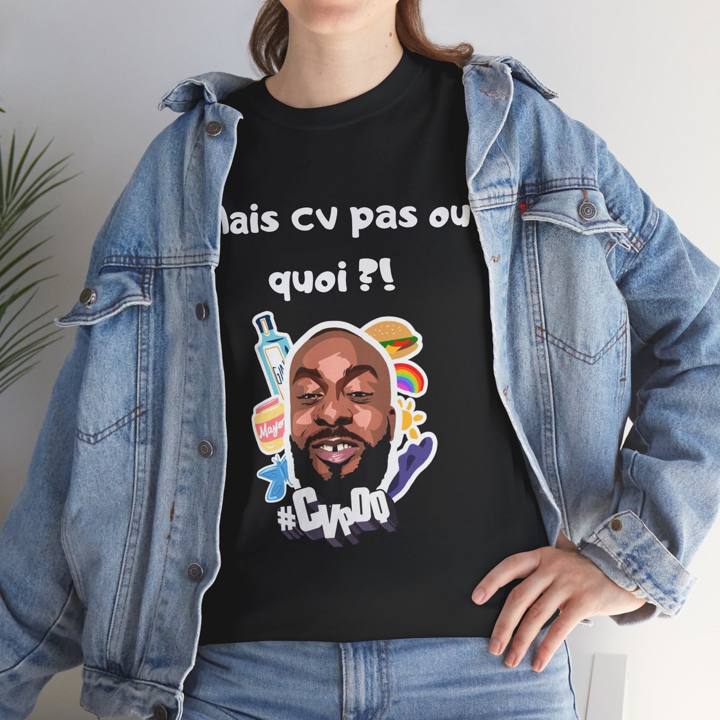 T-shirt humoristique unisexe en coton épais -Trend Binobile Mais Cv pas ou quoi