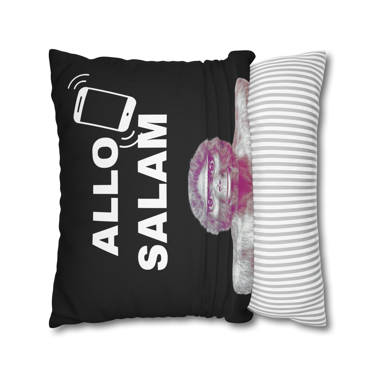 Taie d’oreiller Amusante – Décoration Humoristique pour la Maison Le singe allo salam