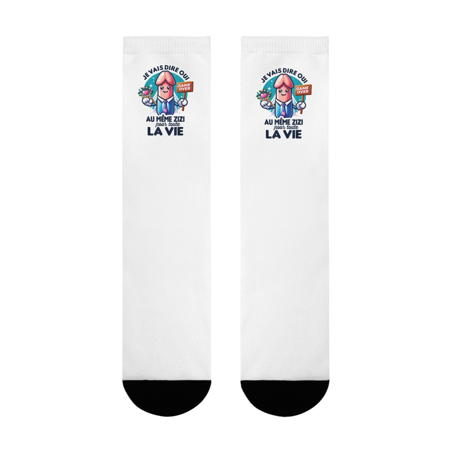 Chaussettes Crew Personnalisées en Sublimation – Design Graphique Amusant avec "je vais dire oui au même zizi pour toute la vie"