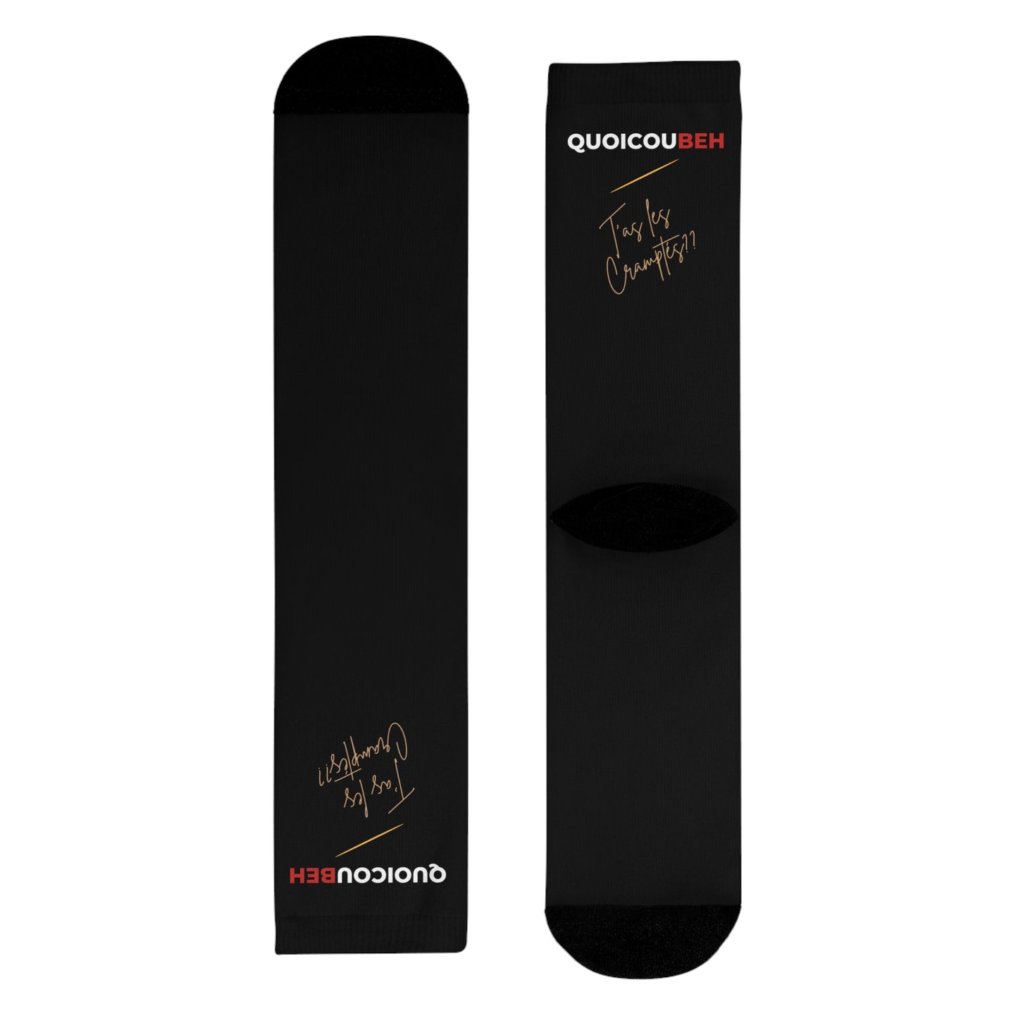 Chaussettes Crew Personnalisées en Sublimation – Design Graphique Amusant avec "Quoicoubeh"