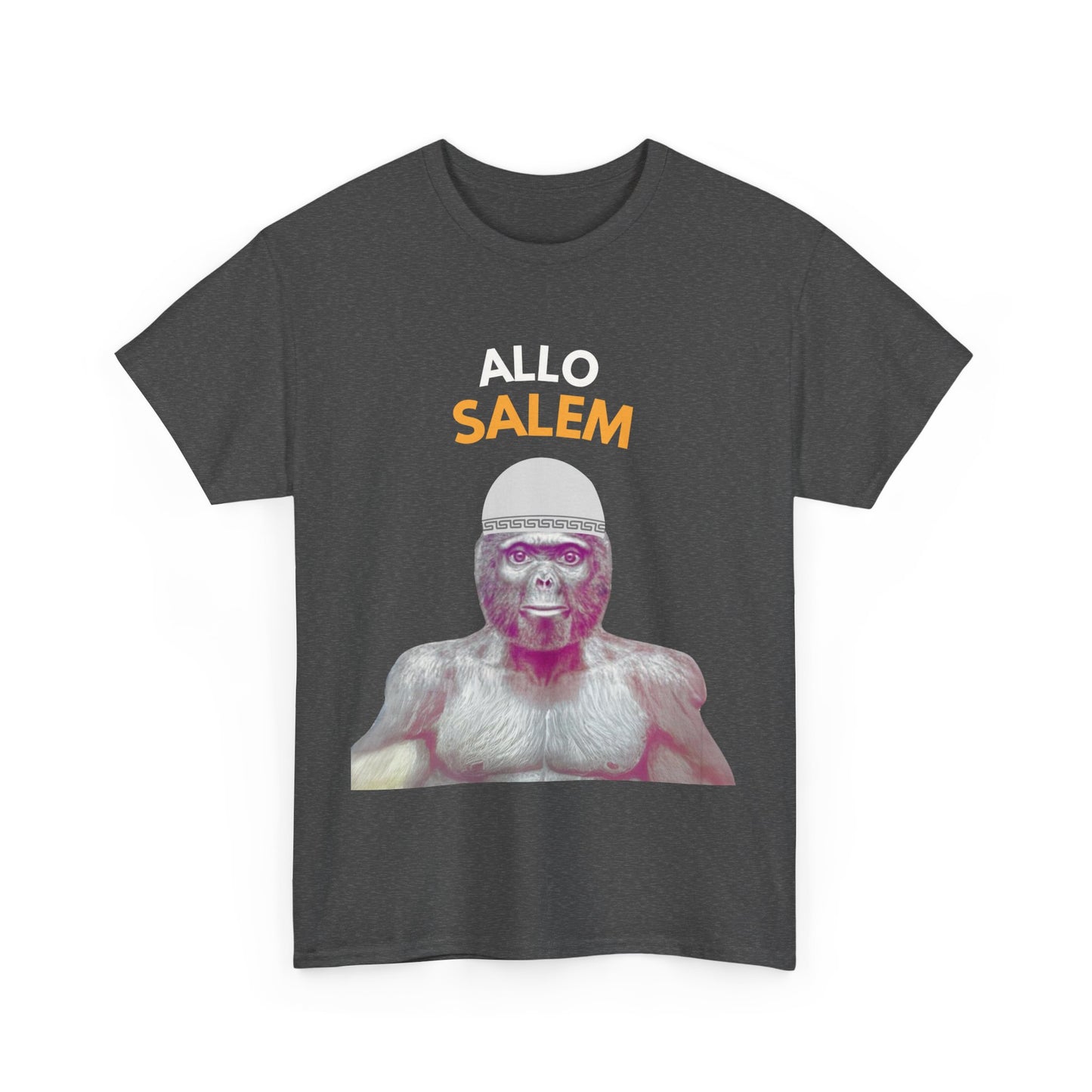 T-shirt humoristique unisexe en coton épais -Trend le singe Allo Salam