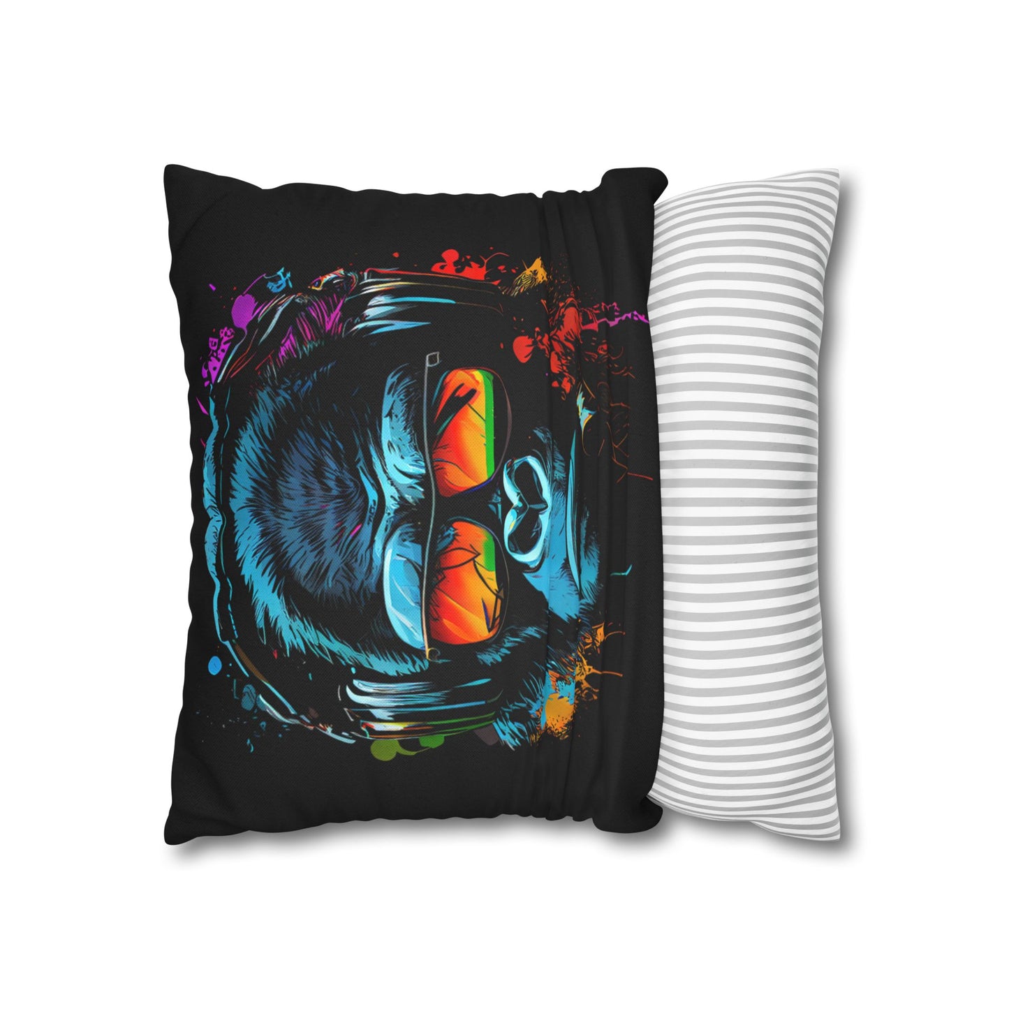 Taie d’oreiller Amusante – Décoration Humoristique pour la Maison Singe Monkey DJ écouteurs & lunettes de soleil Gorilla Fun P