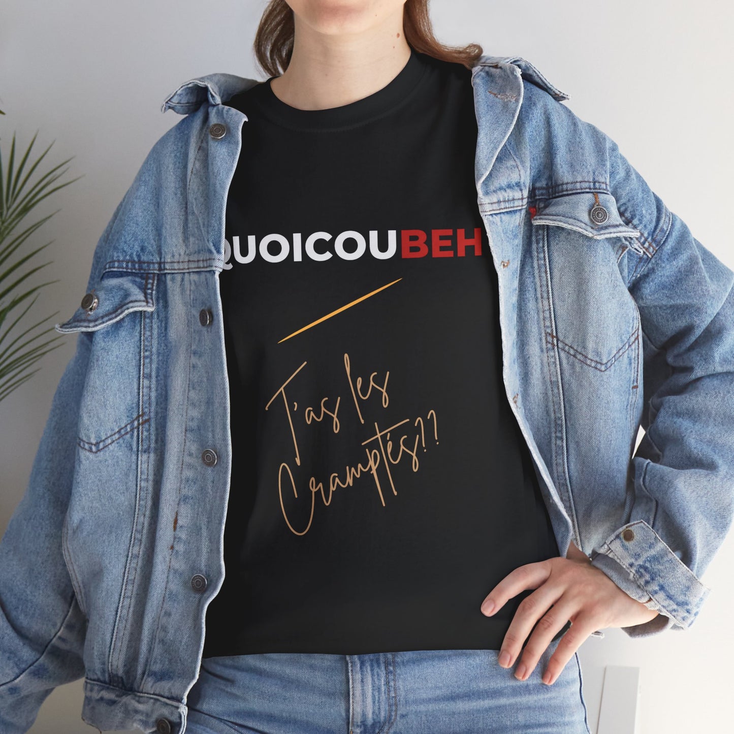 T-shirt humoristique unisexe en coton épais - Quoicoubeh Apagnan