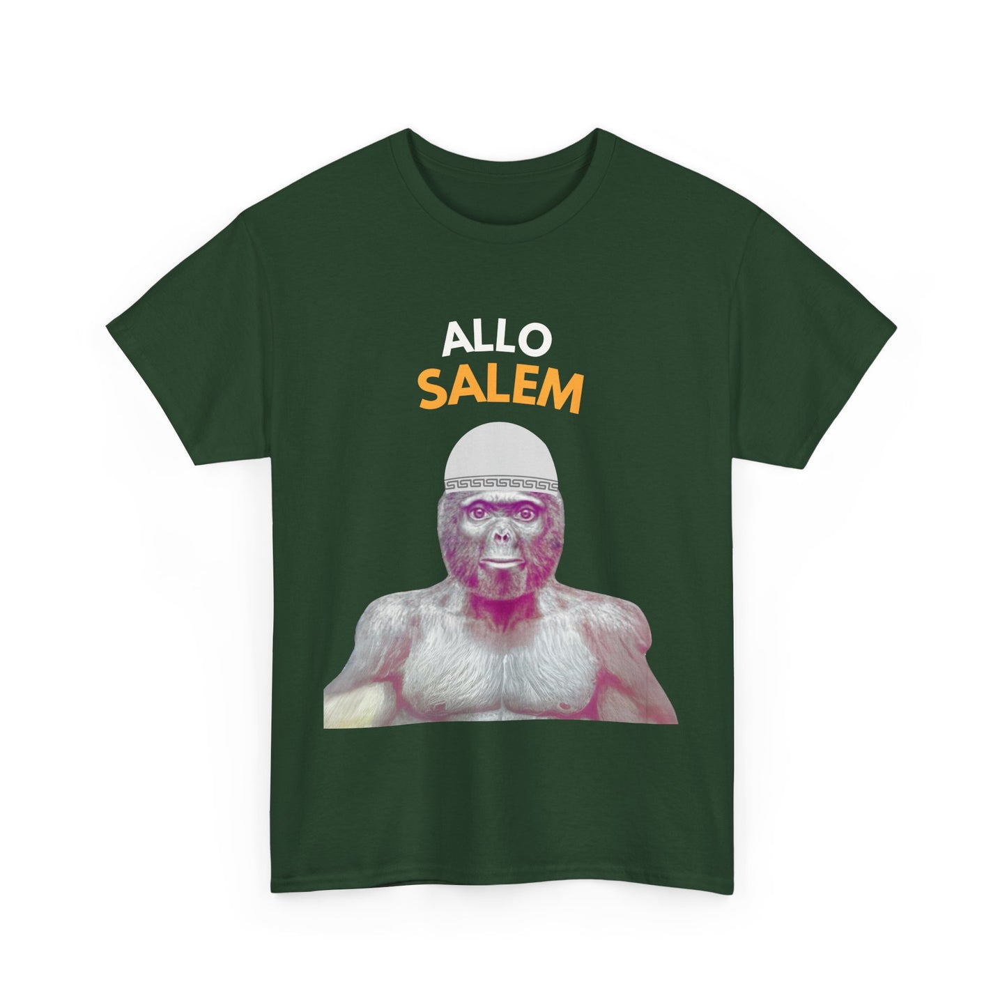 T-shirt humoristique unisexe en coton épais -Trend le singe Allo Salam