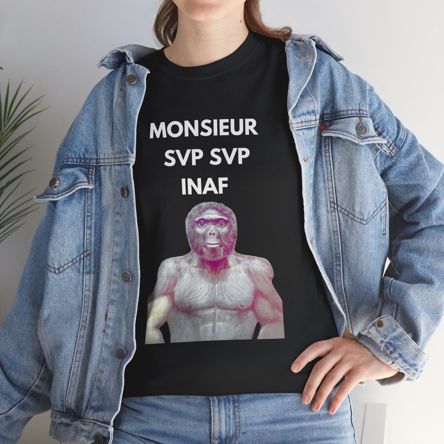 T-shirt humoristique unisexe en coton épais - Monsieur Svp Inaf