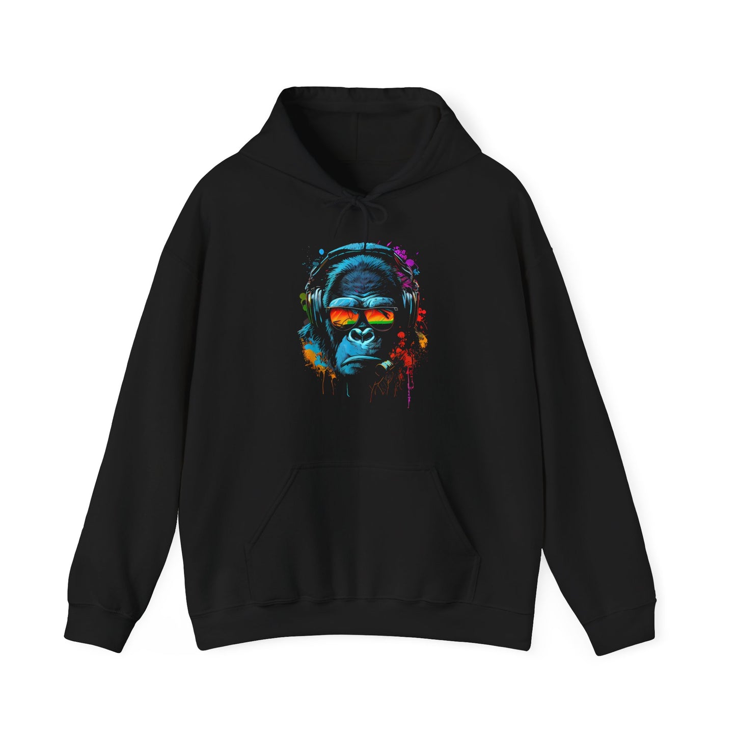 Hoodie unisexe drôle - Sweat-shirt-Singe Monkey DJ écouteurs & lunettes de soleil Gorilla Fun