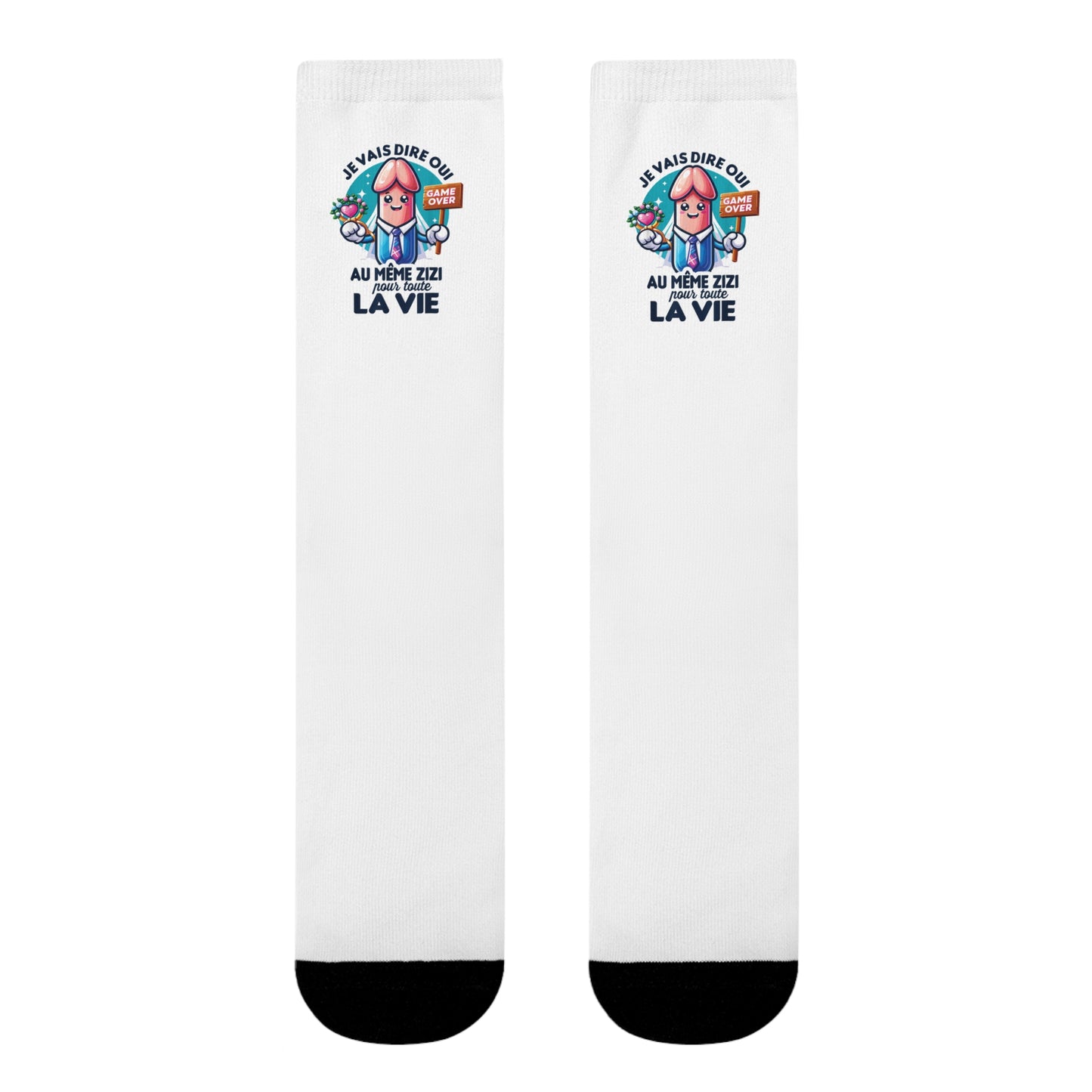 Chaussettes Crew Personnalisées en Sublimation – Design Graphique Amusant avec "je vais dire oui au même zizi pour toute la vie"