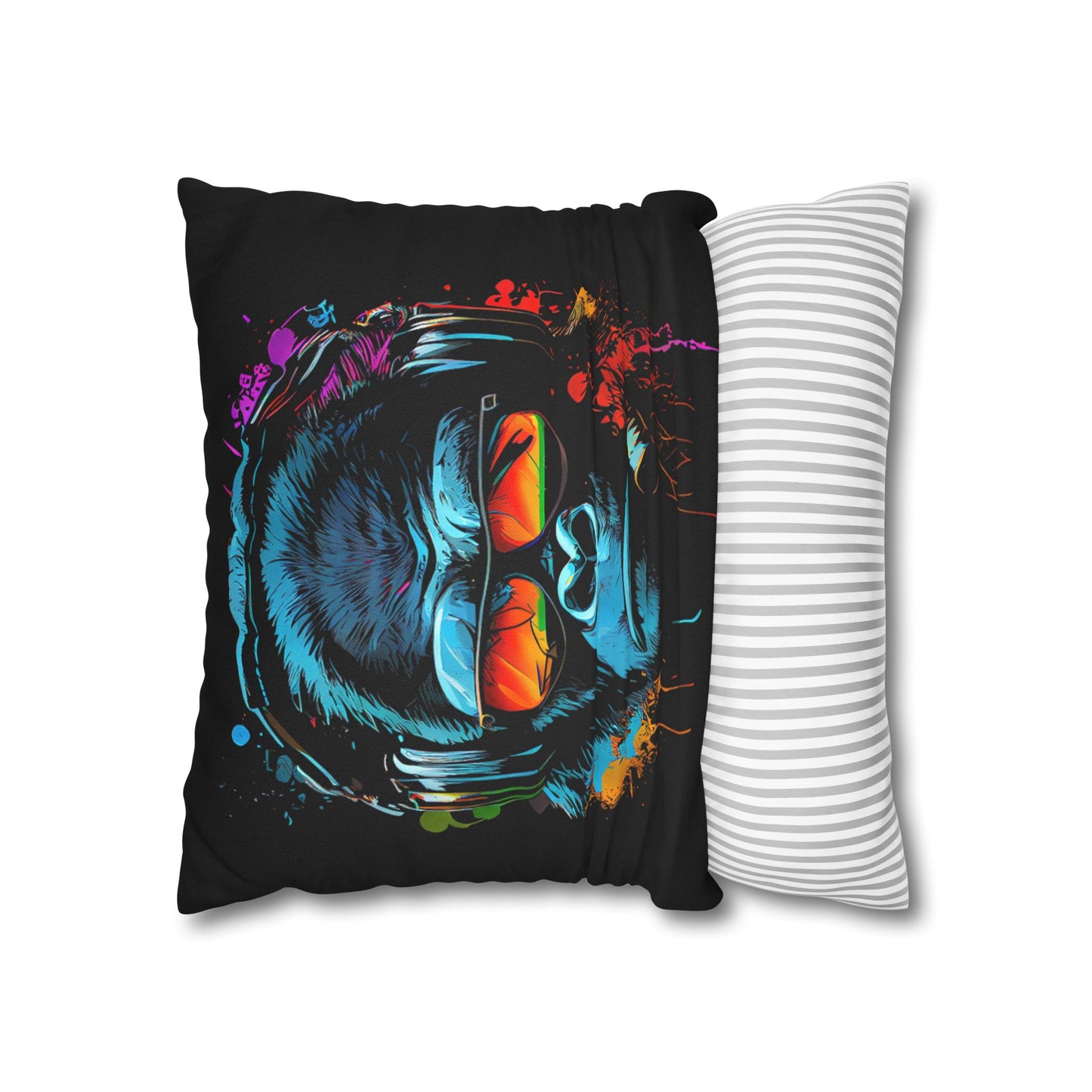 Taie d’oreiller Amusante – Décoration Humoristique pour la Maison Singe Monkey DJ écouteurs & lunettes de soleil Gorilla Fun P