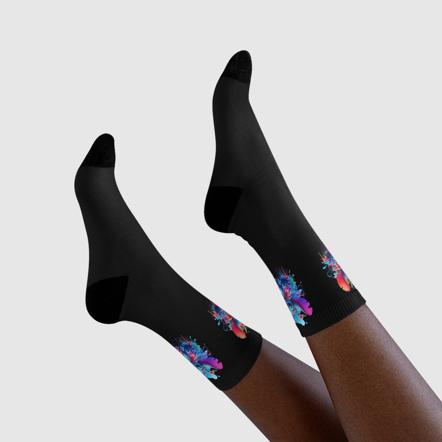 Chaussettes Crew Personnalisées en Sublimation – Design Graphique Amusant avec 'Stitch'