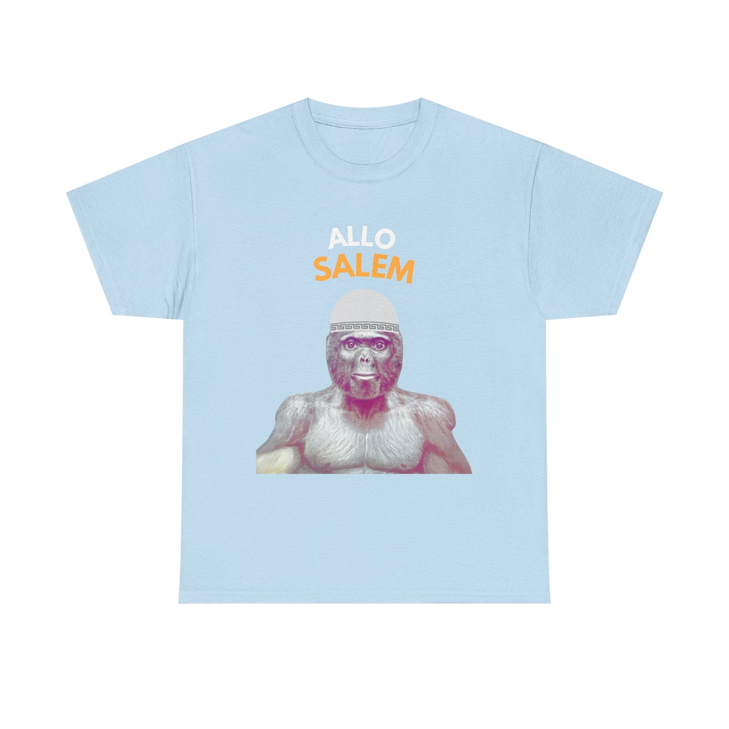 T-shirt humoristique unisexe en coton épais -Trend le singe Allo Salam