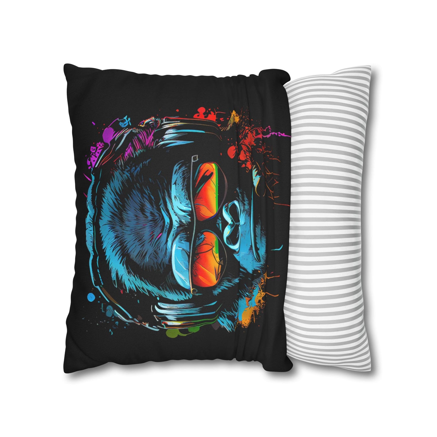 Taie d’oreiller Amusante – Décoration Humoristique pour la Maison Singe Monkey DJ écouteurs & lunettes de soleil Gorilla Fun P