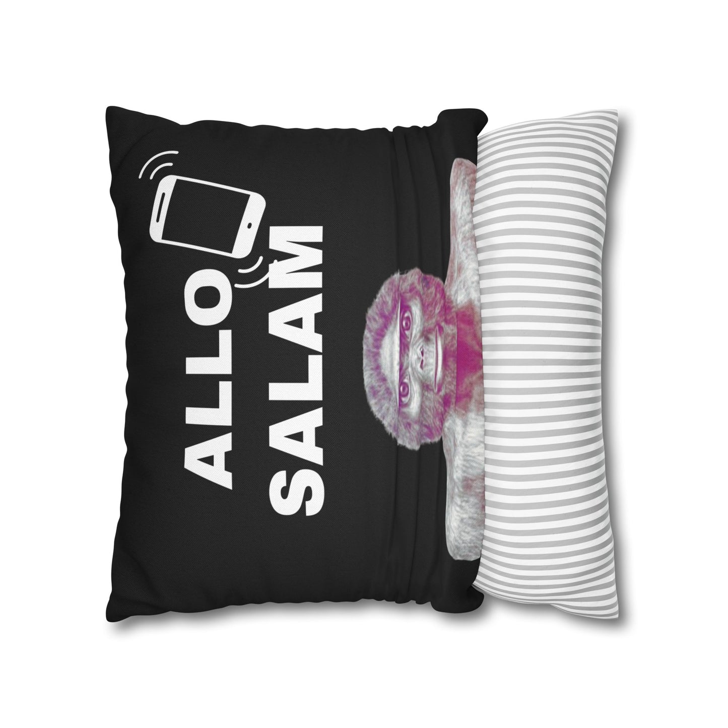 Taie d’oreiller Amusante – Décoration Humoristique pour la Maison Le singe allo salam