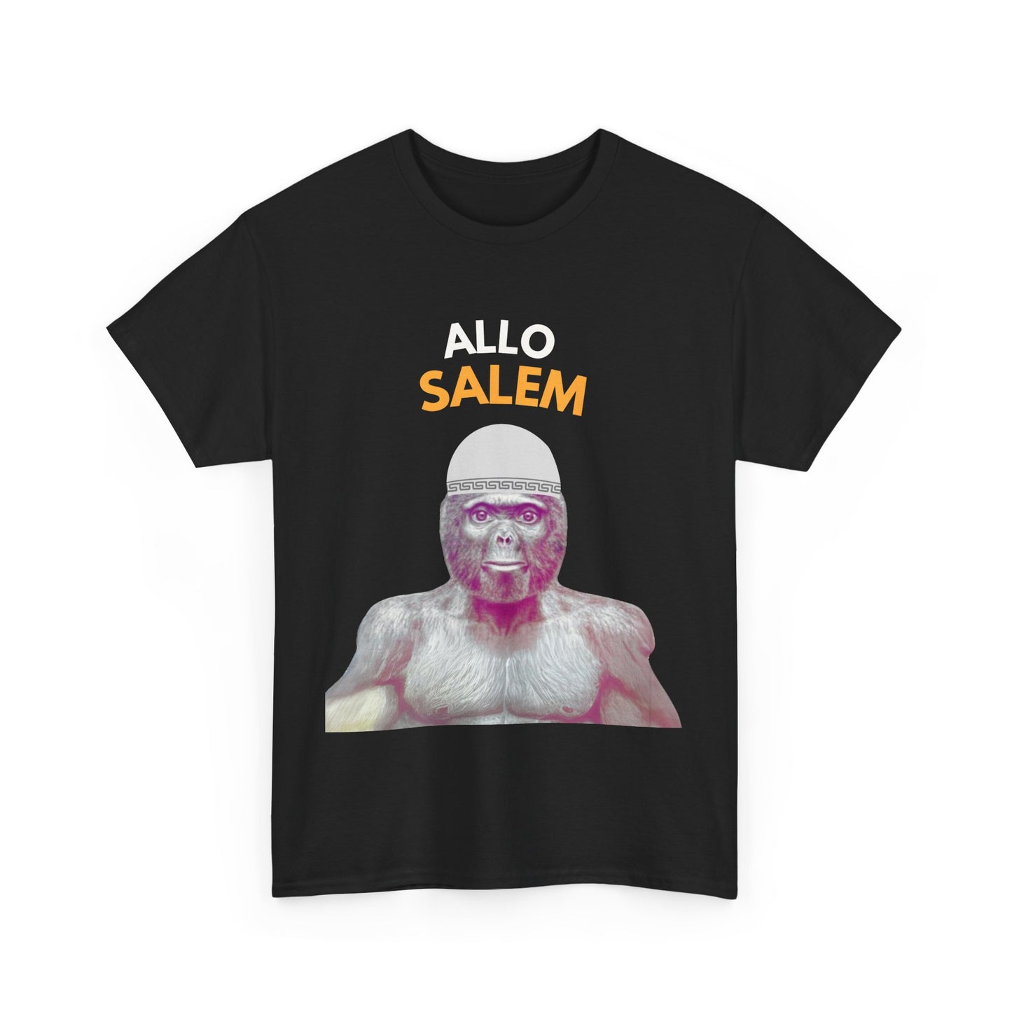 T-shirt humoristique unisexe en coton épais -Trend le singe Allo Salam