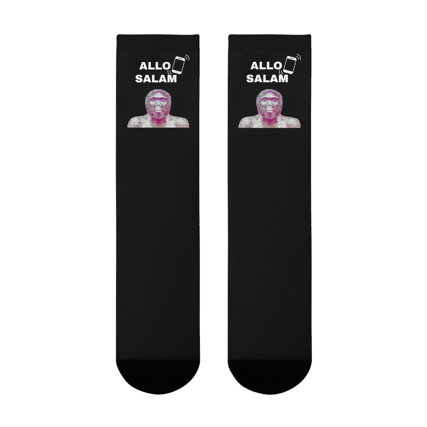 Chaussettes Crew Personnalisées en Sublimation – Design Graphique Amusant avec "Salam C'est Jawad"
