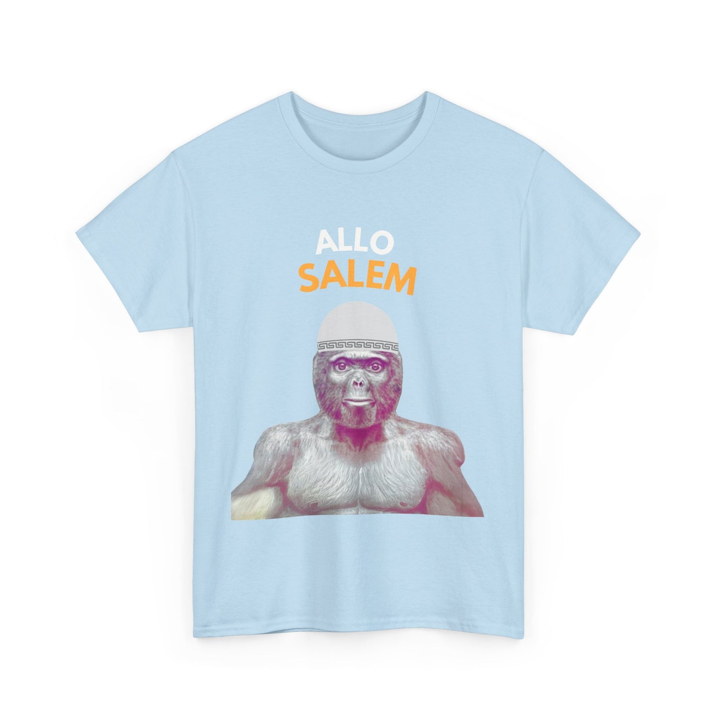 T-shirt humoristique unisexe en coton épais -Trend le singe Allo Salam