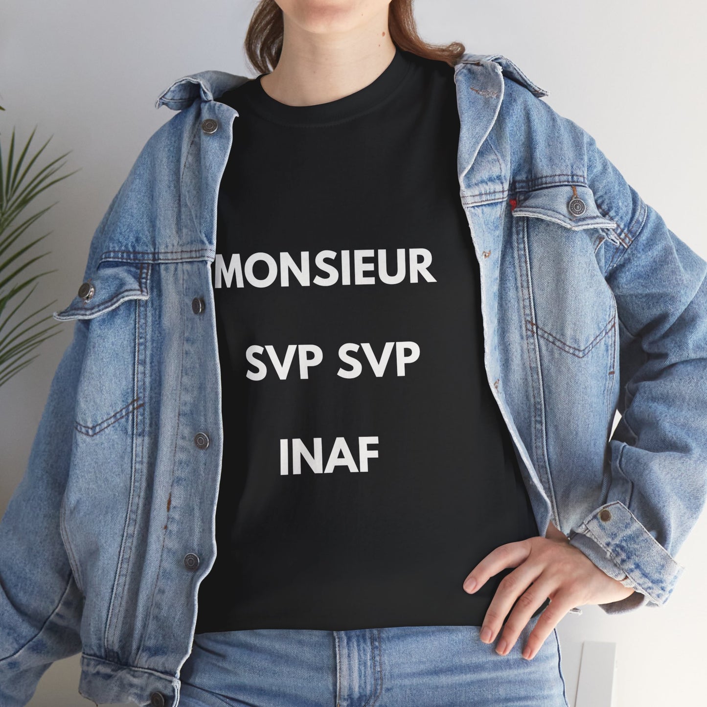 T-shirt humoristique unisexe en coton épais - Monieur svp Inaf