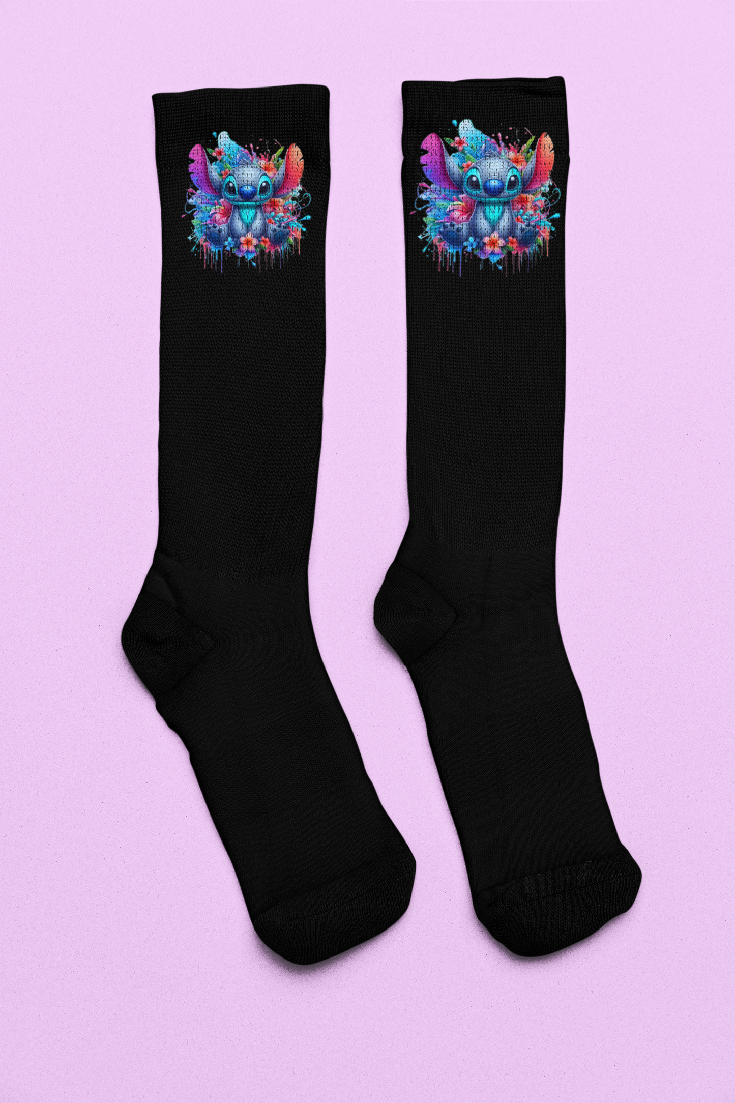 Chaussettes Crew Personnalisées en Sublimation – Design Graphique Amusant avec 'Stitch'