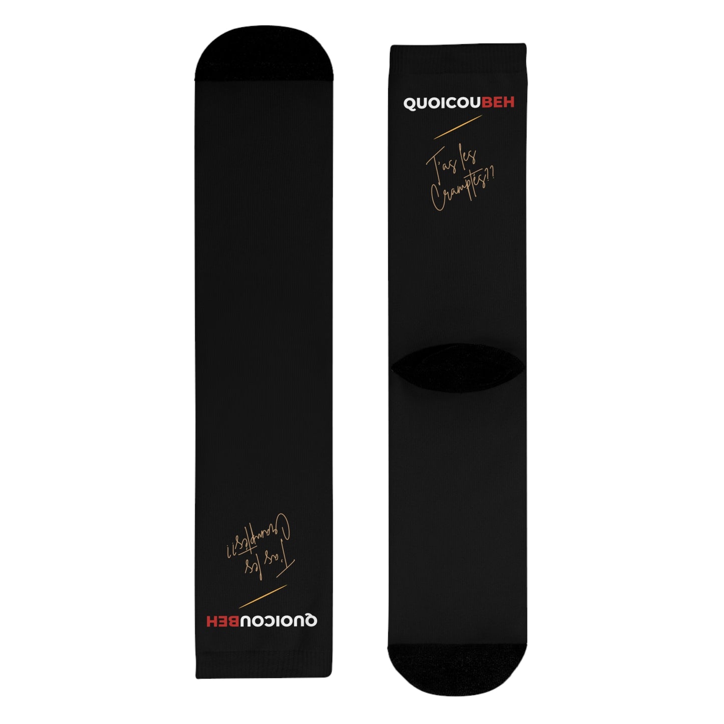 Chaussettes Crew Personnalisées en Sublimation – Design Graphique Amusant avec "Quoicoubeh"