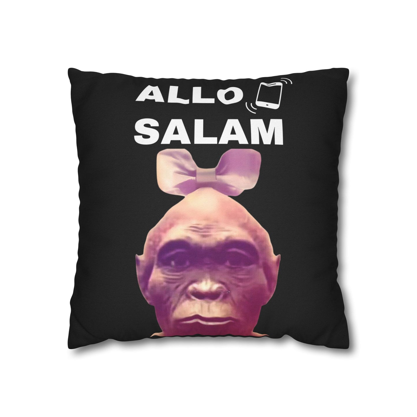 Taie d’oreiller Amusante – Décoration Humoristique pour la Maison Le singe Allo salam