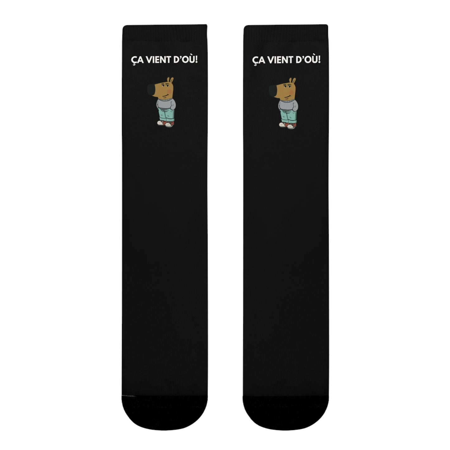 Chaussettes Crew Personnalisées en Sublimation – Design Graphique Amusant avec "Chill guy"