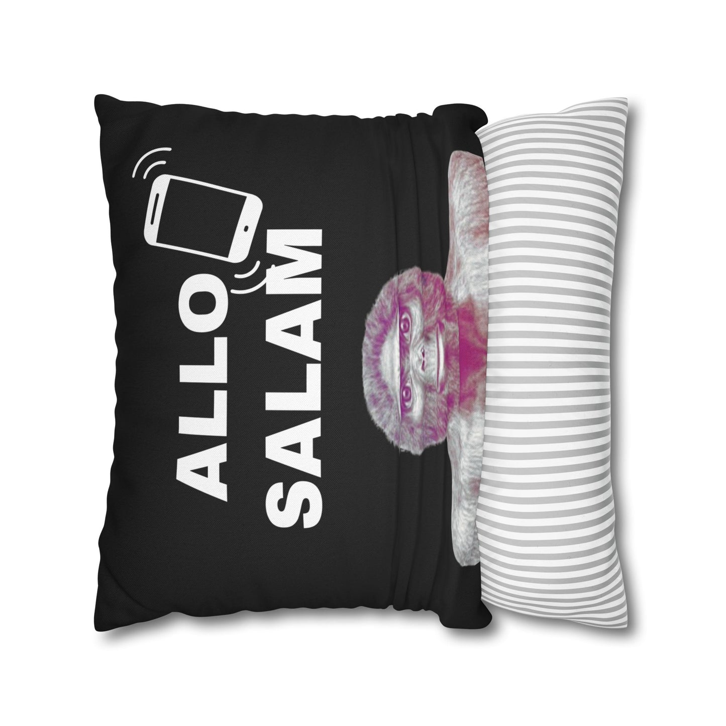 Taie d’oreiller Amusante – Décoration Humoristique pour la Maison Le singe allo salam