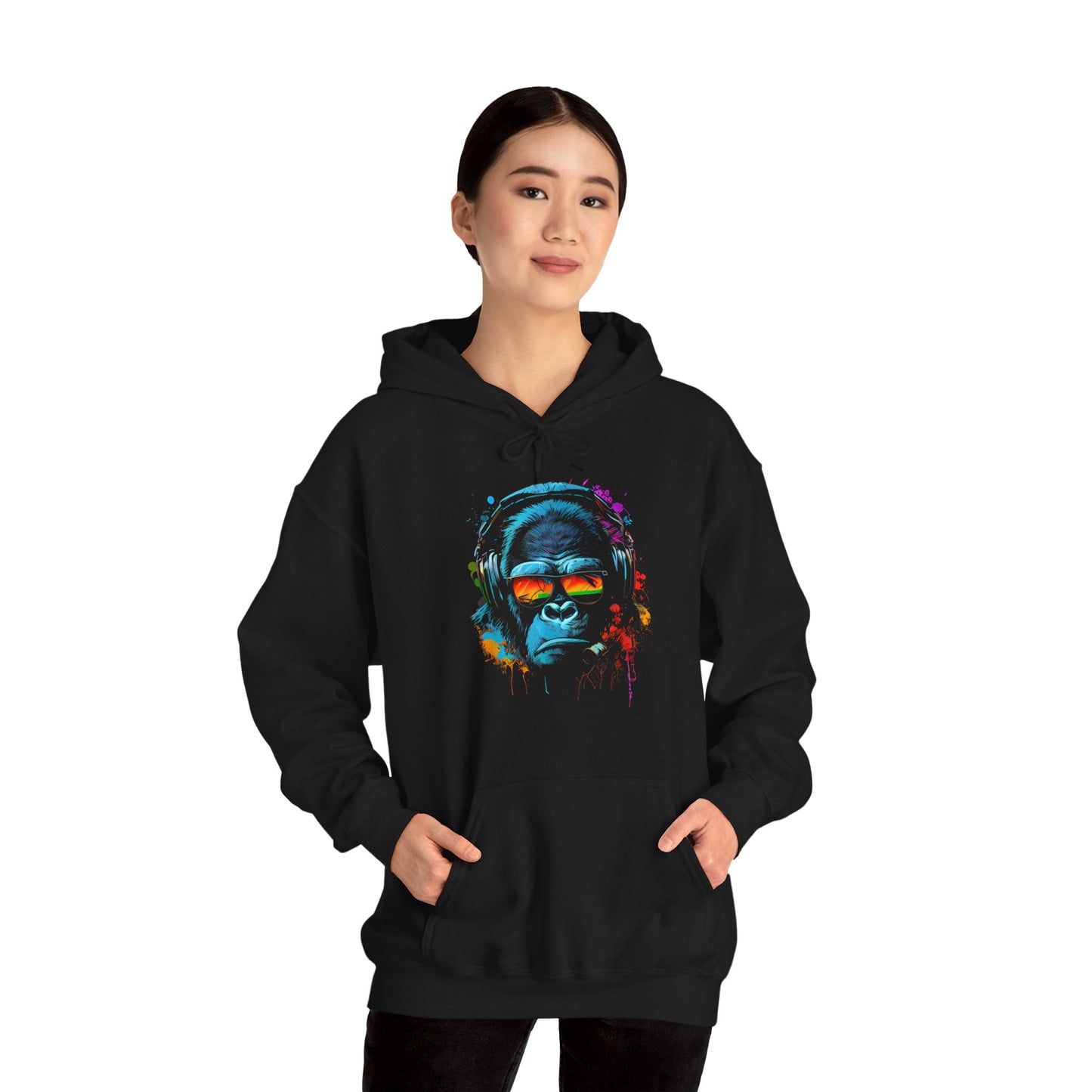 Hoodie unisexe drôle - Sweat-shirt-Singe Monkey DJ écouteurs & lunettes de soleil Gorilla Fun