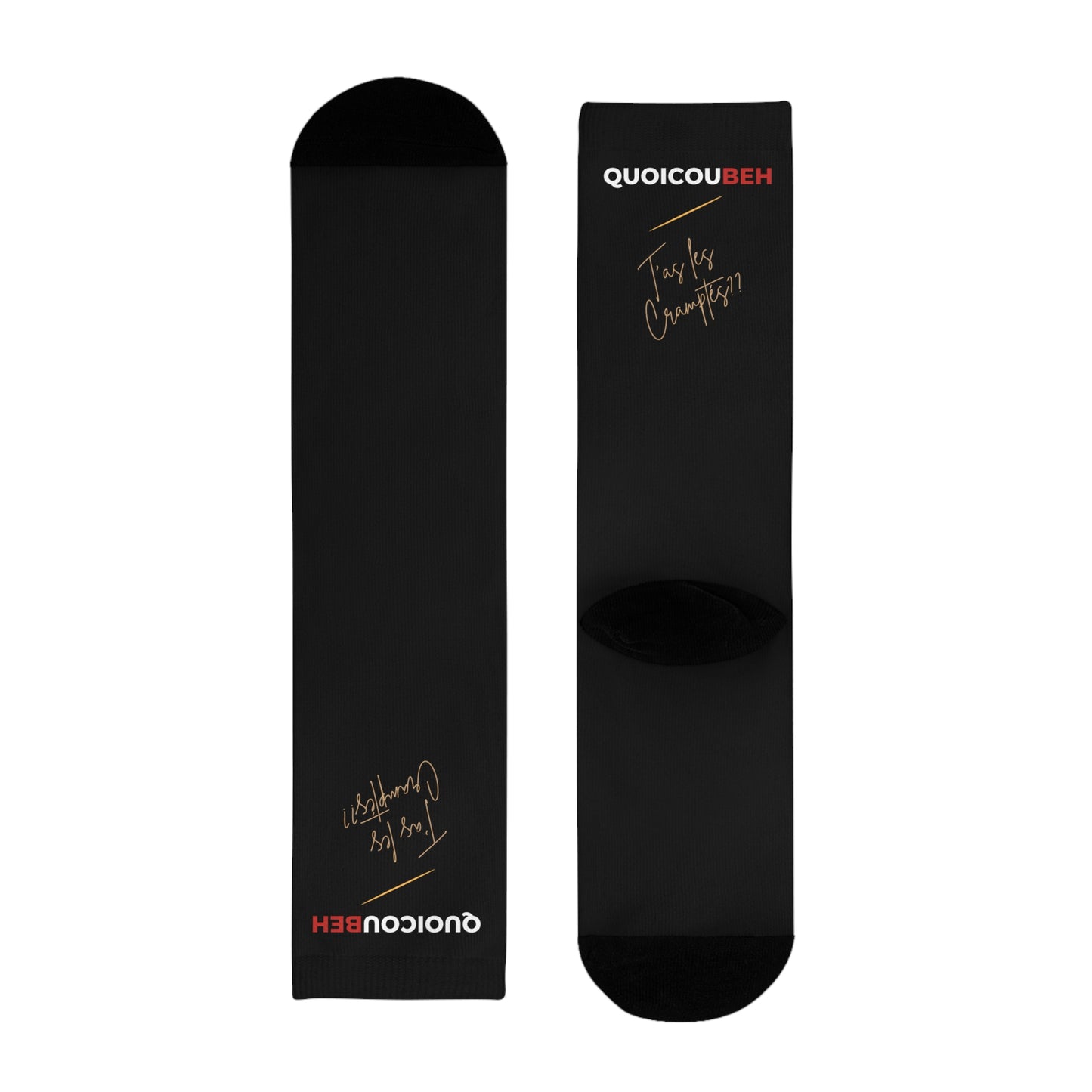 Chaussettes Crew Personnalisées en Sublimation – Design Graphique Amusant avec "Quoicoubeh"