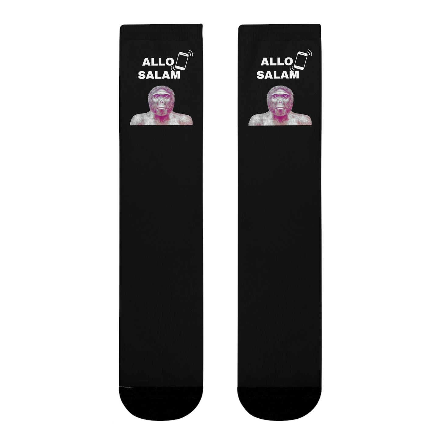 Chaussettes Crew Personnalisées en Sublimation – Design Graphique Amusant avec "Salam C'est Jawad"