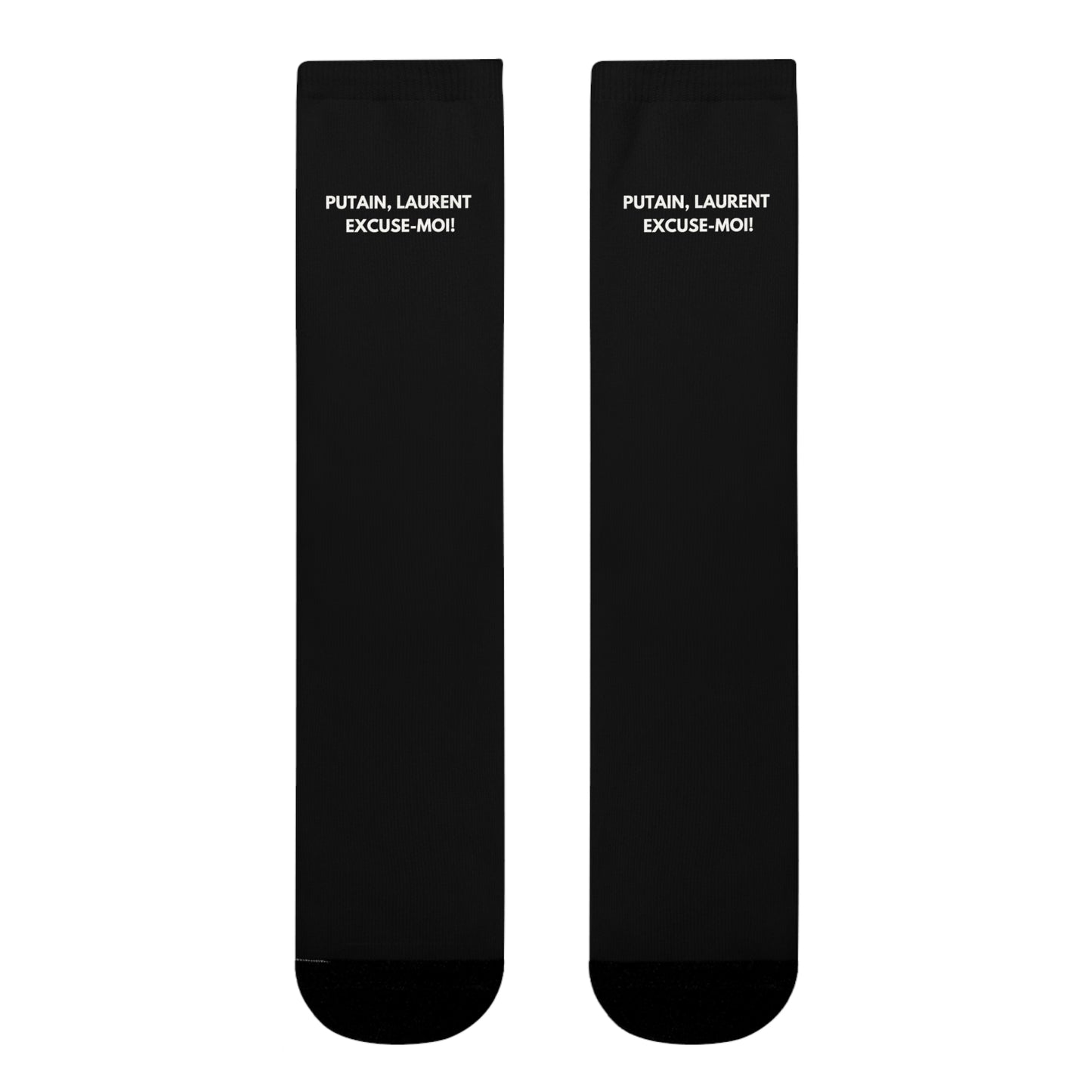 Chaussettes Crew Personnalisées en Sublimation – Design Graphique Amusant avec 'Putain Laurent'