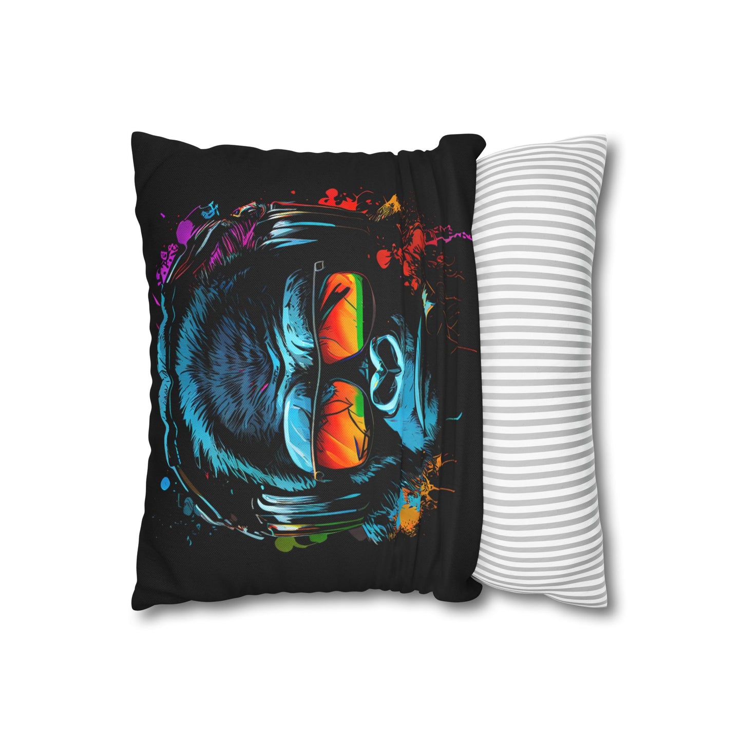 Taie d’oreiller Amusante – Décoration Humoristique pour la Maison Singe Monkey DJ écouteurs & lunettes de soleil Gorilla Fun P