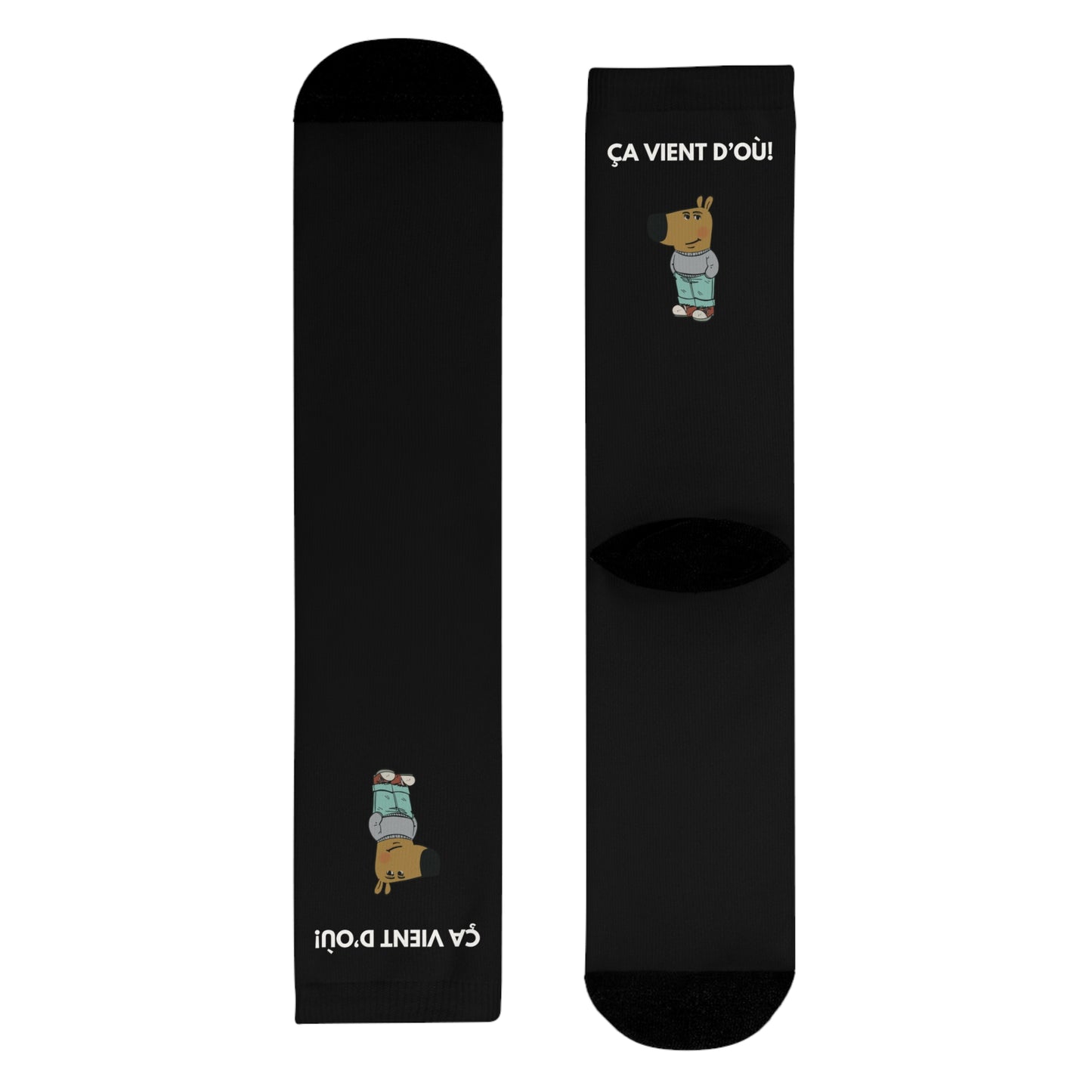 Chaussettes Crew Personnalisées en Sublimation – Design Graphique Amusant avec "Chill guy"
