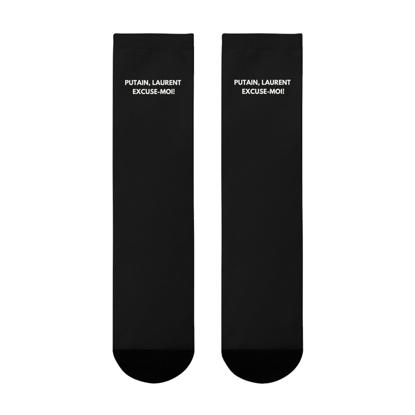 Chaussettes Crew Personnalisées en Sublimation – Design Graphique Amusant avec 'Putain Laurent'