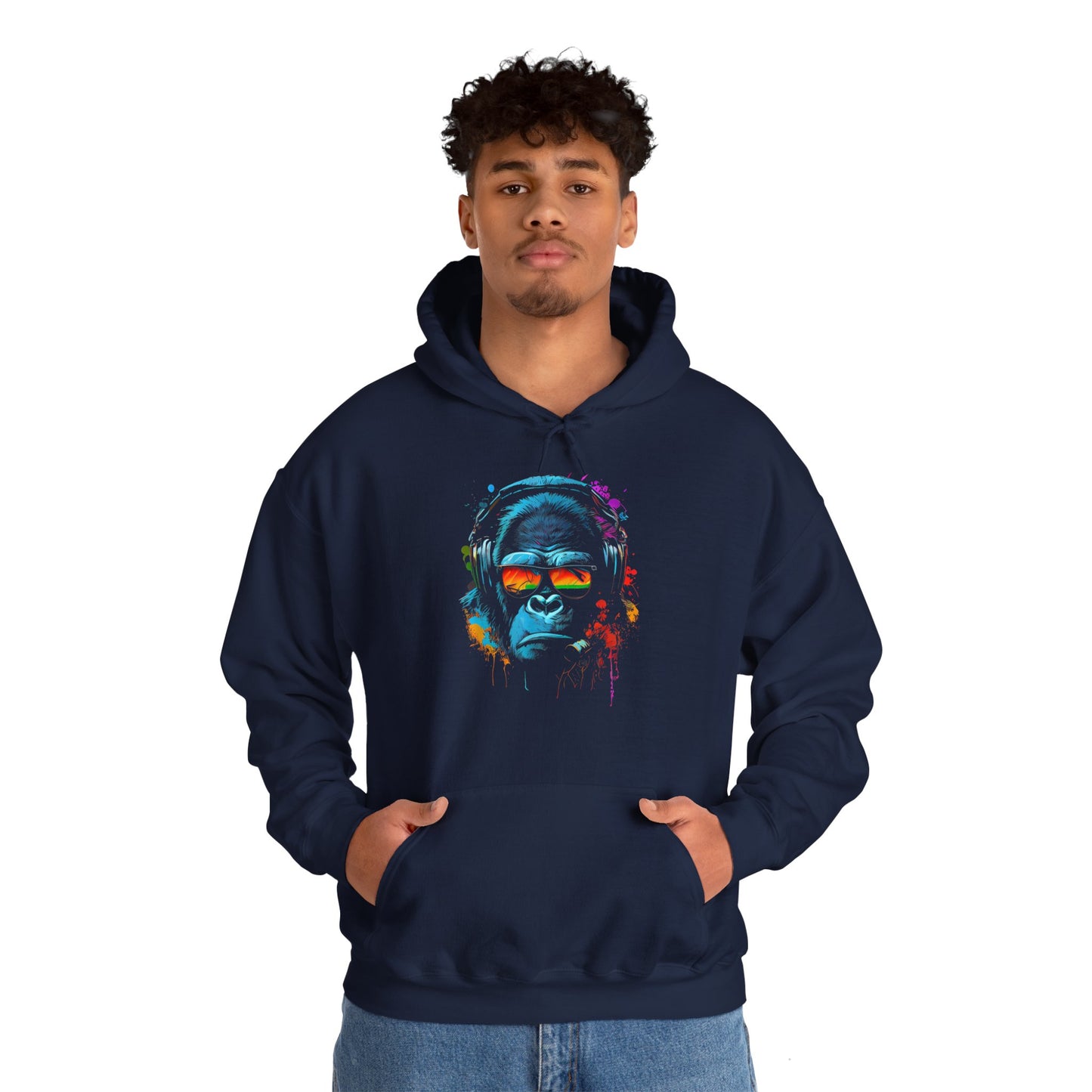 Hoodie unisexe drôle - Sweat-shirt-Singe Monkey DJ écouteurs & lunettes de soleil Gorilla Fun