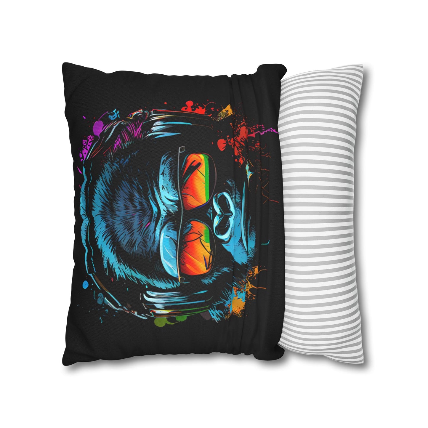 Taie d’oreiller Amusante – Décoration Humoristique pour la Maison Singe Monkey DJ écouteurs & lunettes de soleil Gorilla Fun P