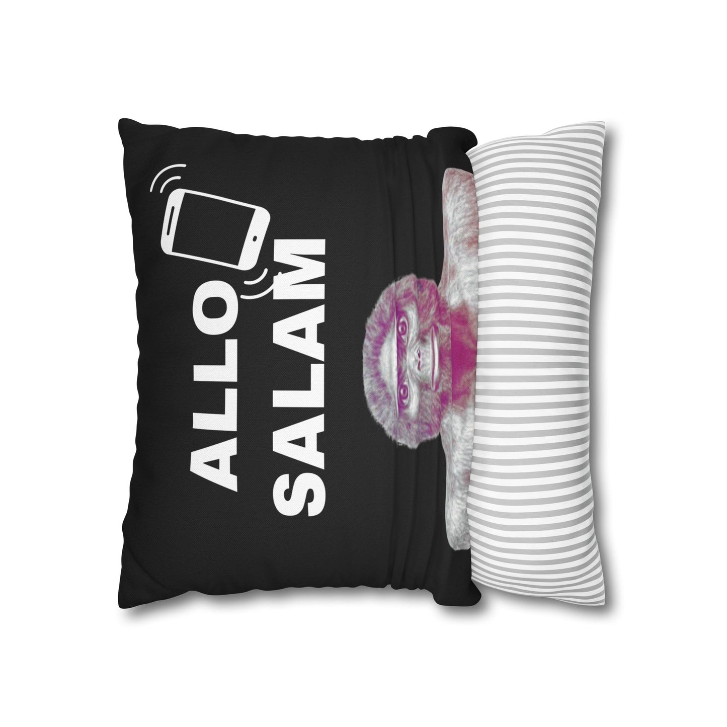 Taie d’oreiller Amusante – Décoration Humoristique pour la Maison Le singe allo salam