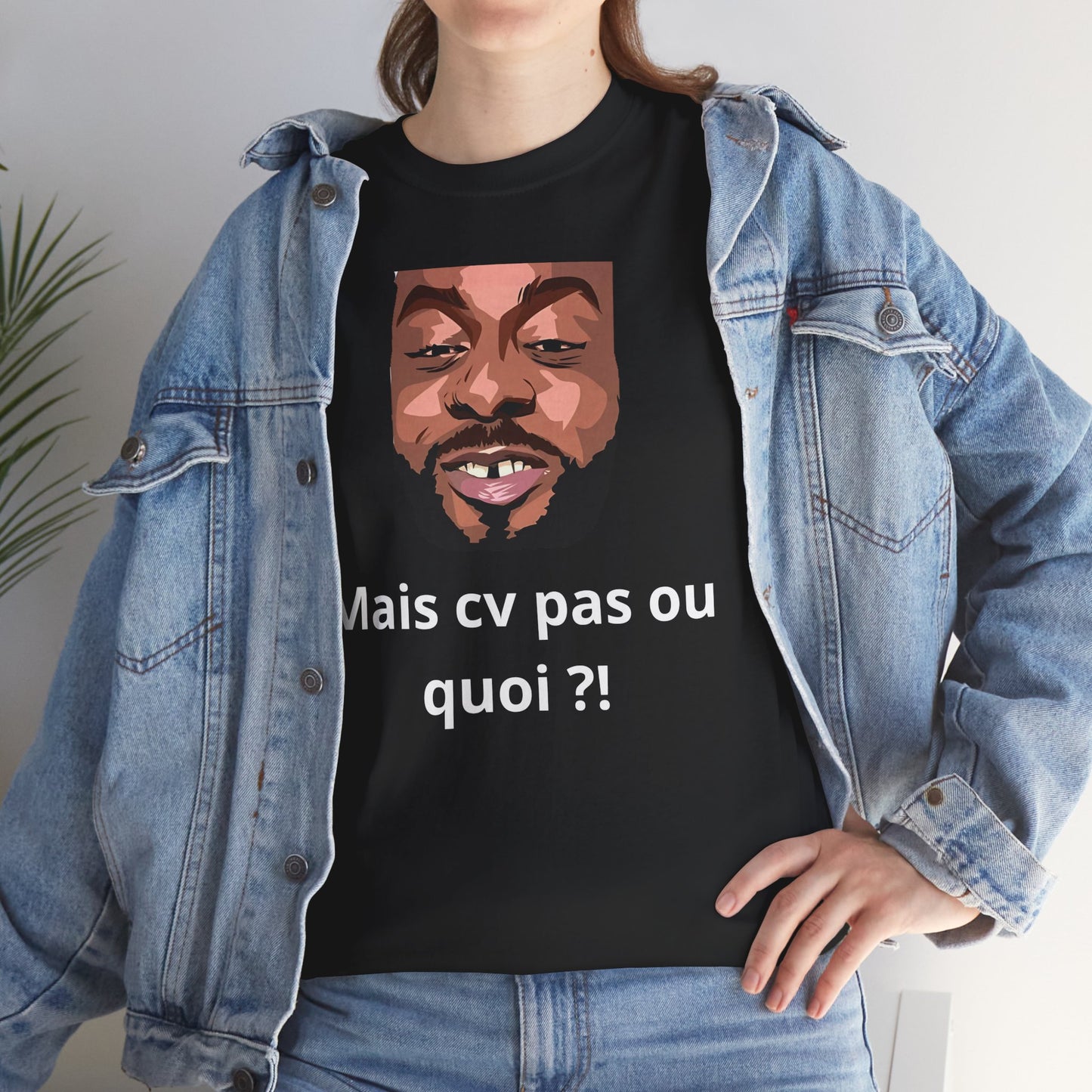 T-shirt humoristique unisexe en coton épais -Trend Binobile Mais cv pas ou quoi