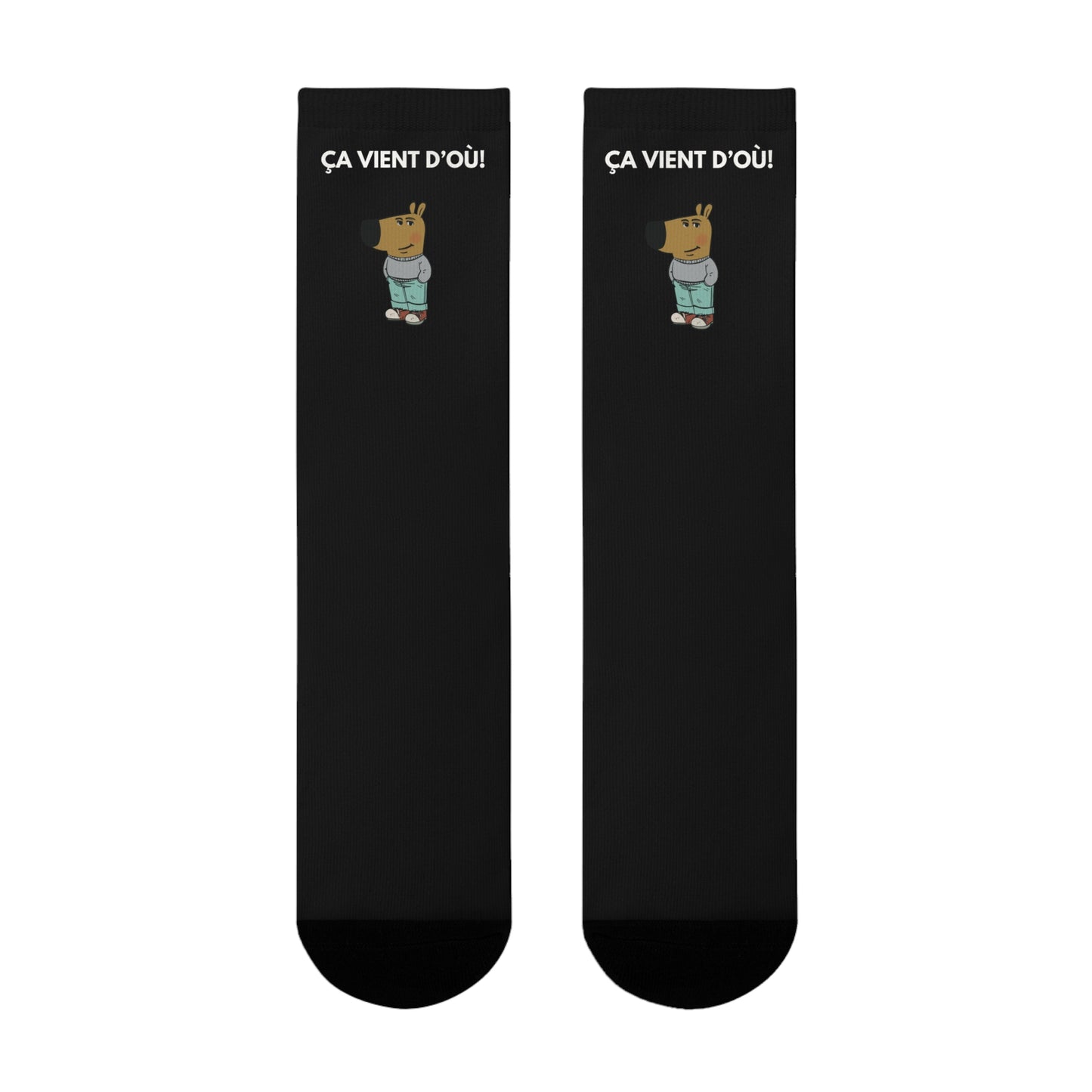 Chaussettes Crew Personnalisées en Sublimation – Design Graphique Amusant avec "Chill guy"