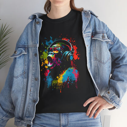 T-shirt humoristique unisexe en coton épais -Monkey hurlant