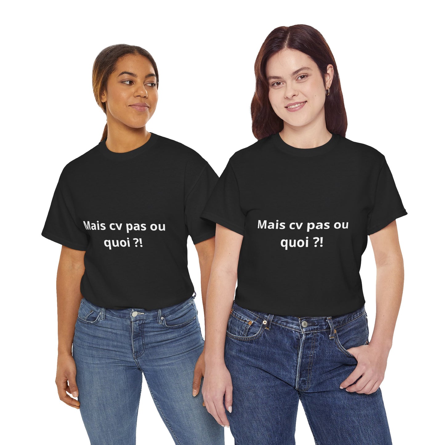 T-shirt humoristique unisexe en coton épais -Trend Binobile Mais cv pas ou quoi