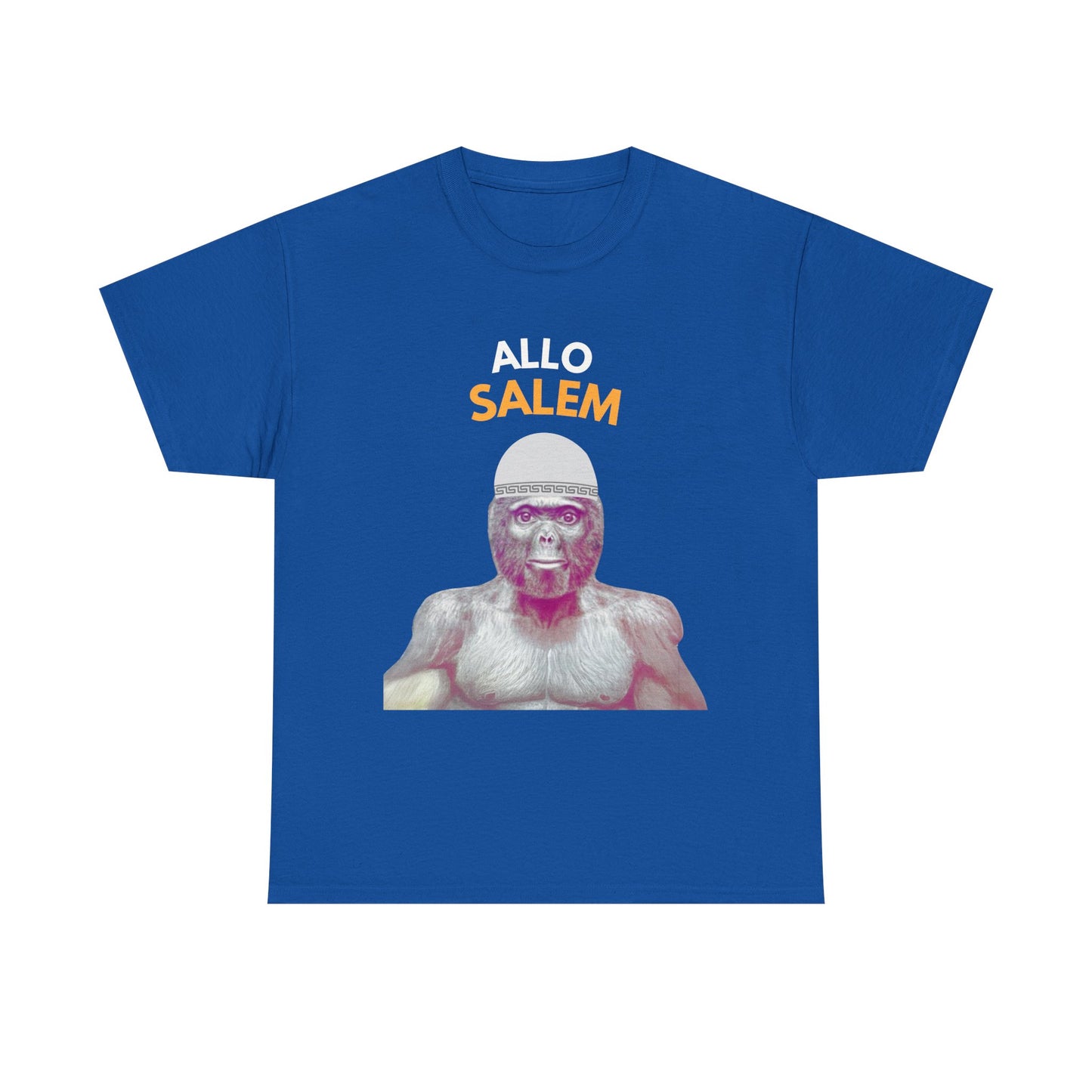 T-shirt humoristique unisexe en coton épais -Trend le singe Allo Salam